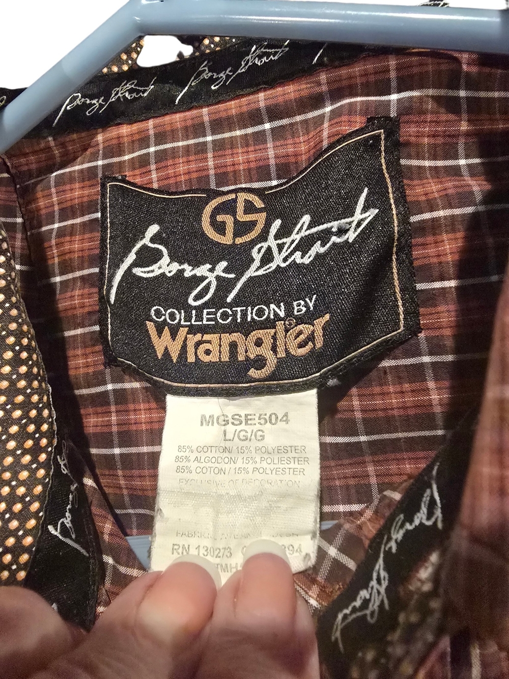 George Strait Collection by Wrangler Plaid Western Button Down Shirt Men's Large - Picture 5 of 5